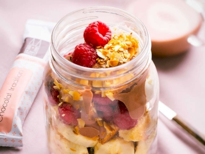 Mon Saint Banoffee au chocolat, framboises & bananes … en solo !