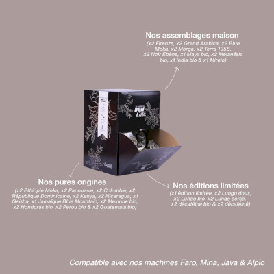 Coffret dégustation : 50 capsules de café Coffret dégustation : 50 capsules de café