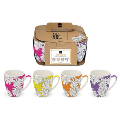 Coffret 4 mugs fleurs Coffret 4 mugs fleurs